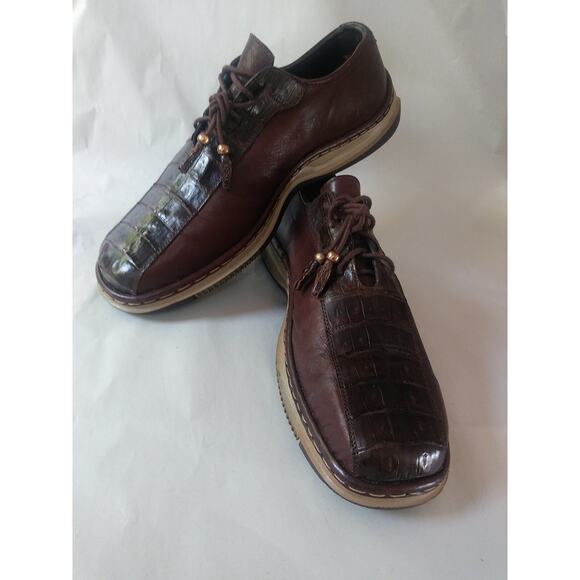 MAX LEATHER Genuine Crocodile size 9.5 color brown USA